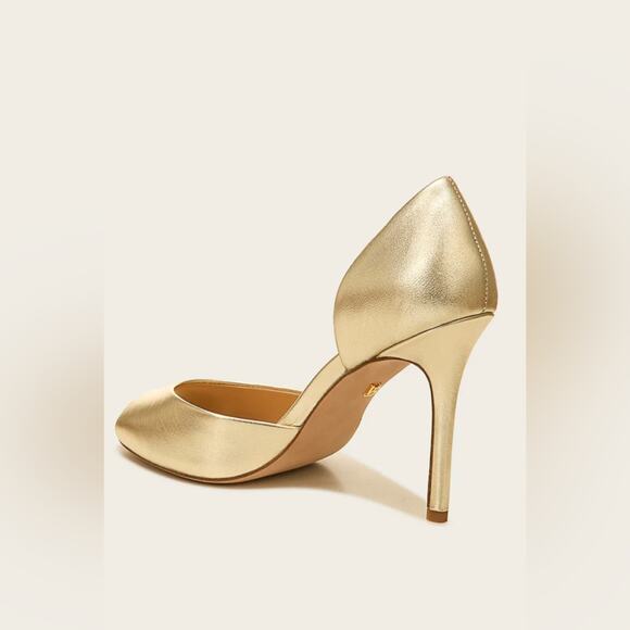 VERONICA BEARD NWOT/NWOB Gadot Gold Peep Toe Pumps Size 8.5 Heels $395 MSRP NYE - Picture 9 of 16